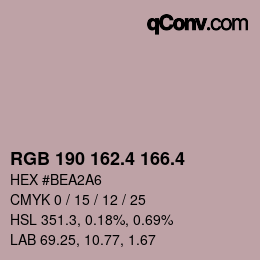 カラーコード: RGB 190 162.4 166.4 | qconv.com