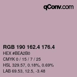 カラーコード: RGB 190 162.4 176.4 | qconv.com
