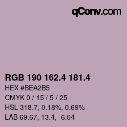 カラーコード: RGB 190 162.4 181.4 | qconv.com