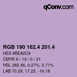 カラーコード: RGB 190 162.4 201.4 | qconv.com