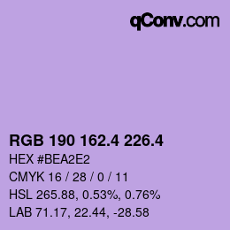 カラーコード: RGB 190 162.4 226.4 | qconv.com