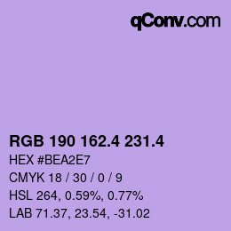 カラーコード: RGB 190 162.4 231.4 | qconv.com