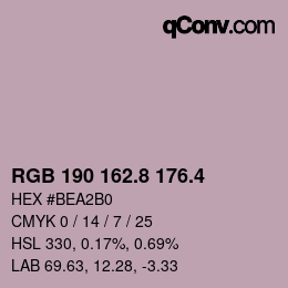 カラーコード: RGB 190 162.8 176.4 | qconv.com