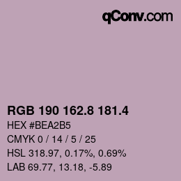 カラーコード: RGB 190 162.8 181.4 | qconv.com