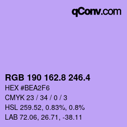 カラーコード: RGB 190 162.8 246.4 | qconv.com