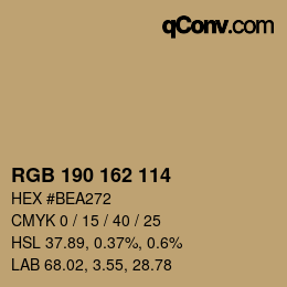 Color code: RGB 190 162 114 | qconv.com
