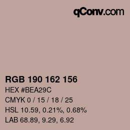 Color code: RGB 190 162 156 | qconv.com