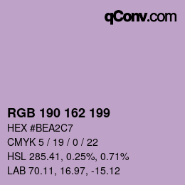 Color code: RGB 190 162 199 | qconv.com