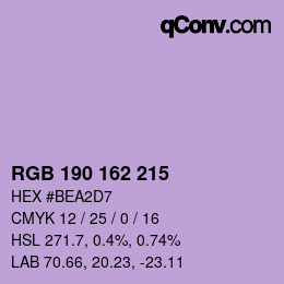 Color code: RGB 190 162 215 | qconv.com