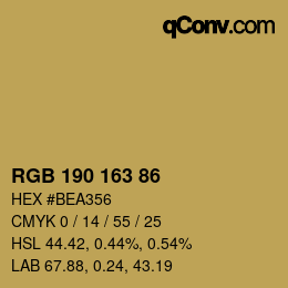 Código de color: RGB 190 163 86 | qconv.com