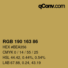 颜色代码: RGB 190 163 86 | qconv.com