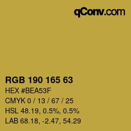 Color code: RGB 190 165 63 | qconv.com