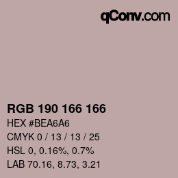 カラーコード: RGB 190 166 166 | qconv.com