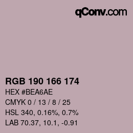 Color code: RGB 190 166 174 | qconv.com