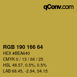 カラーコード: RGB 190 166 64 | qconv.com