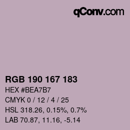Color code: RGB 190 167 183 | qconv.com