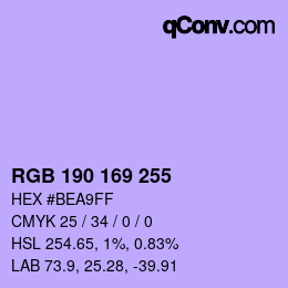 Color code: RGB 190 169 255 | qconv.com