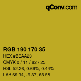 颜色代码: RGB 190 170 35 | qconv.com