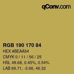 Farbcode: RGB 190 170 84 | qconv.com
