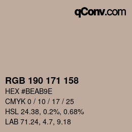 Color code: RGB 190 171 158 | qconv.com