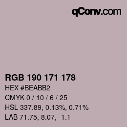 Color code: RGB 190 171 178 | qconv.com