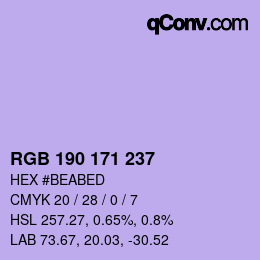 カラーコード: RGB 190 171 237 | qconv.com