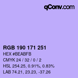 Color code: RGB 190 171 251 | qconv.com