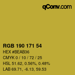 カラーコード: RGB 190 171 54 | qconv.com