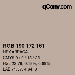颜色代码: RGB 190 172 161 | qconv.com