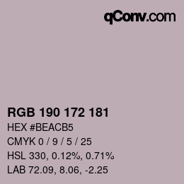 Código de color: RGB 190 172 181 | qconv.com