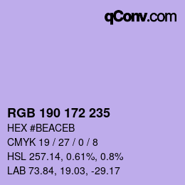 颜色代码: RGB 190 172 235 | qconv.com