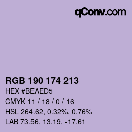颜色代码: RGB 190 174 213 | qconv.com