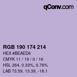 Código de color: RGB 190 174 214 | qconv.com