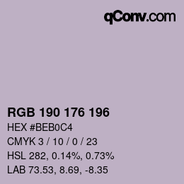 Color code: RGB 190 176 196 | qconv.com
