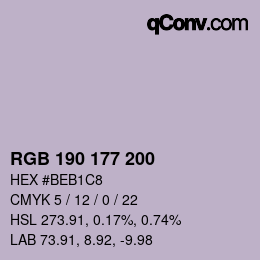 颜色代码: RGB 190 177 200 | qconv.com