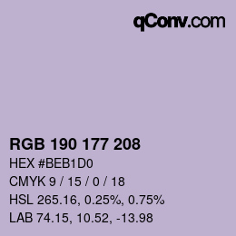 カラーコード: RGB 190 177 208 | qconv.com