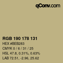 颜色代码: RGB 190 178 131 | qconv.com