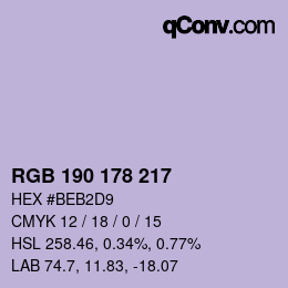 颜色代码: RGB 190 178 217 | qconv.com