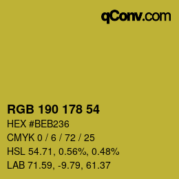 カラーコード: RGB 190 178 54 | qconv.com