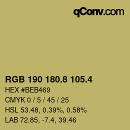 カラーコード: RGB 190 180.8 105.4 | qconv.com