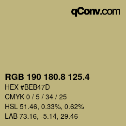 カラーコード: RGB 190 180.8 125.4 | qconv.com
