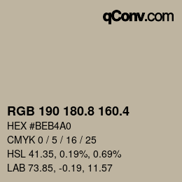 カラーコード: RGB 190 180.8 160.4 | qconv.com