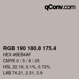 カラーコード: RGB 190 180.8 175.4 | qconv.com