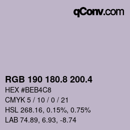 カラーコード: RGB 190 180.8 200.4 | qconv.com