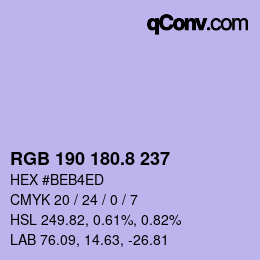Color code: RGB 190 180.8 237 | qconv.com