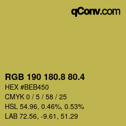 カラーコード: RGB 190 180.8 80.4 | qconv.com