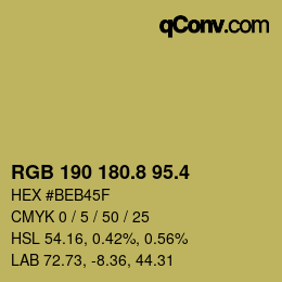 カラーコード: RGB 190 180.8 95.4 | qconv.com