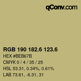 カラーコード: RGB 190 182.6 123.6 | qconv.com