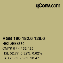 カラーコード: RGB 190 182.6 128.6 | qconv.com