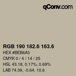 カラーコード: RGB 190 182.6 163.6 | qconv.com